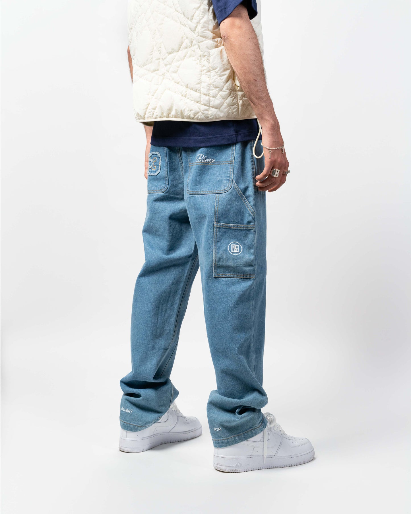 Blurry Carpenter/Double-knee Denim Pants (Stonewashed Light Blue)